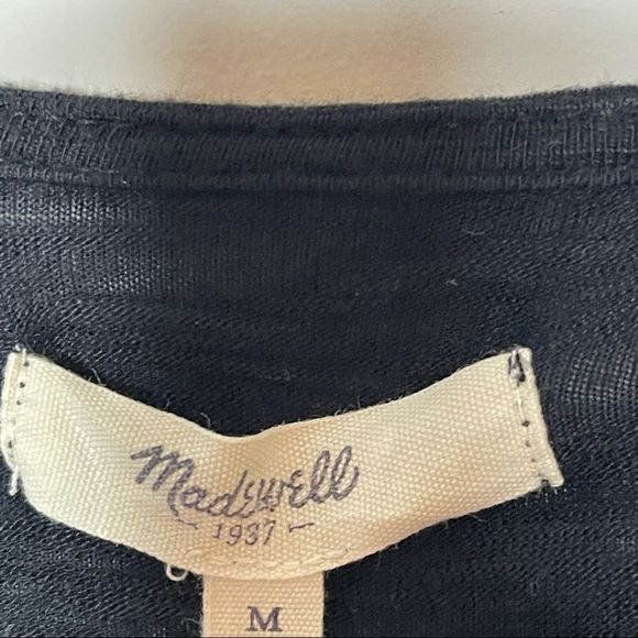 Madewell Burnout Basic Tee Loose Relaxed Solid High Low 3/4 Sleeve Top - Picture 5 of 6